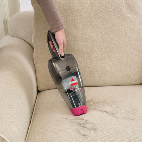 bissell pet hair eraser cordless vacuum in use