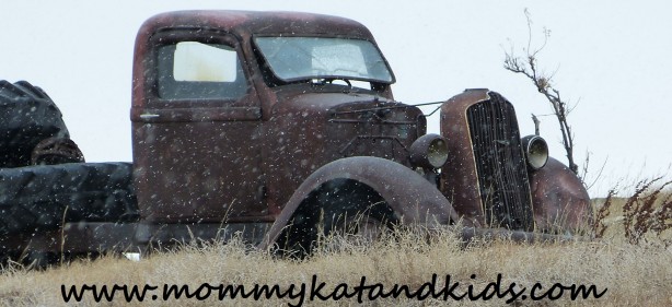 old truck in the snow