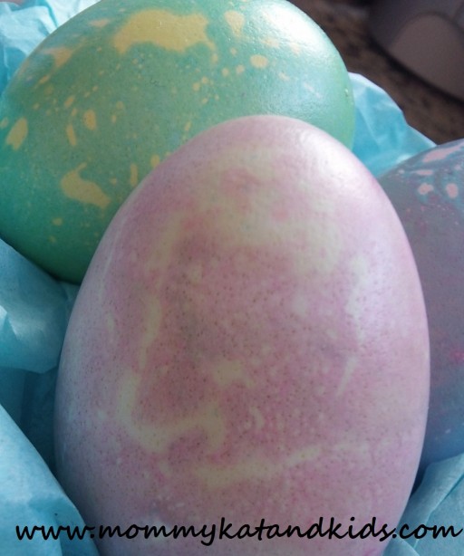 close-up of marbled easter egg