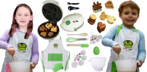 tasty baker with junior chef set