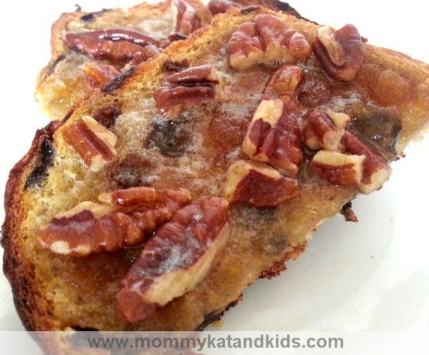 close-up raisin pecan sticky toast