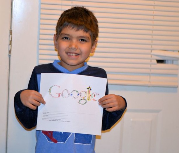 boy with google logo