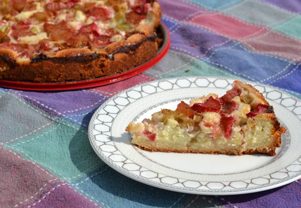 rhubarb tart on plate
