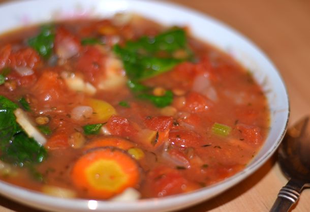 lentil soup closeup
