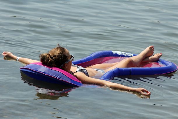 girl floating in water
