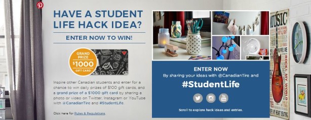 studentlife canadian tire contest