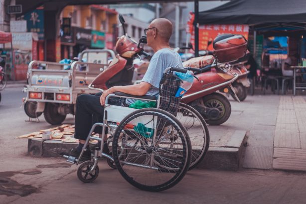 wheelchair on city street