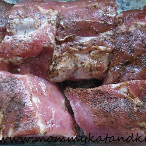 baby back ribs after soaking and rub