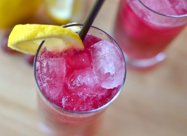 sparkling grape lemonade closeup