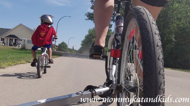 mom and boy on bike