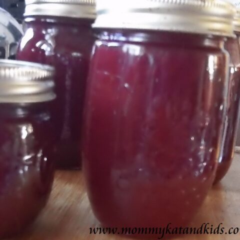 plum jam in jars