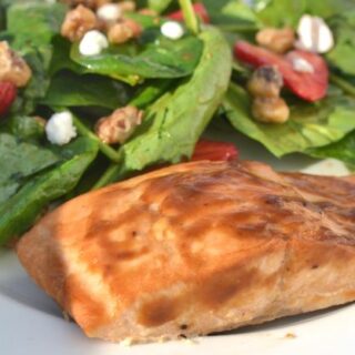 maple salmon and strawberry salad