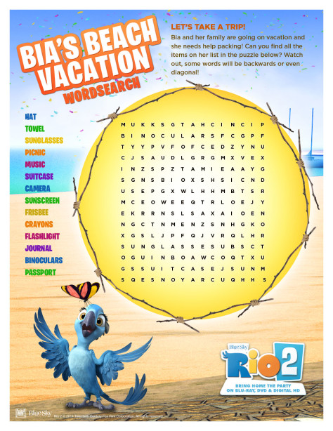 Rio 2 Downloadable Activity Sheets and Outdoor Ideas Make Summer Fun ...