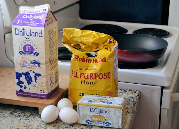 ingredients for basic crepes