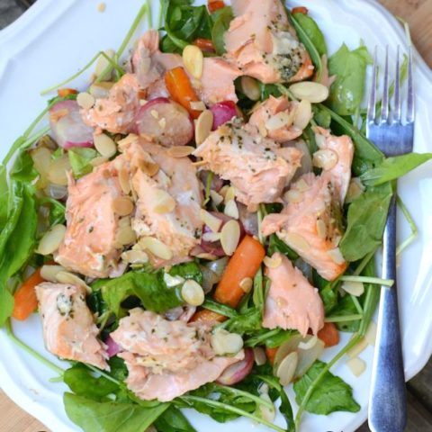 warm salmon roasted vegetable salad recipe