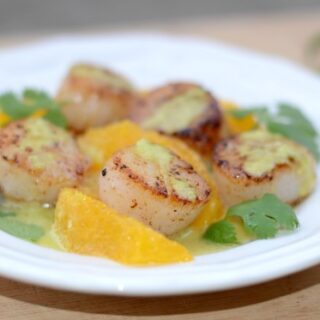 tangy jalapeno scallops on plate
