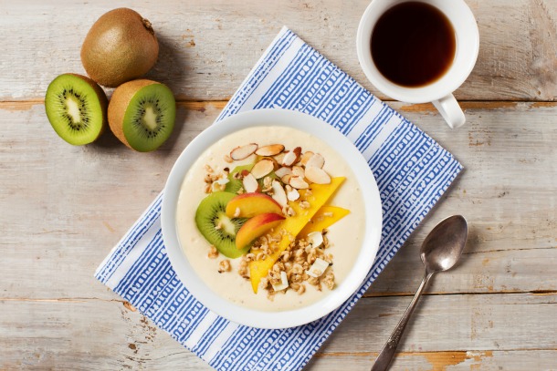 coconut chia tropical smoothie bowl