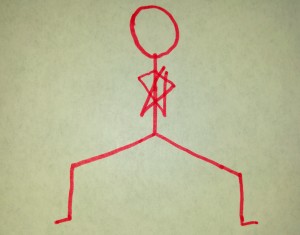 mantis pose yoga stick figure
