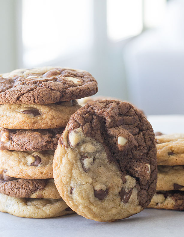 The Best Double Reverse White Chocolate Chip Cookies
