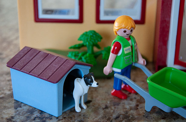 playmobil man and dog