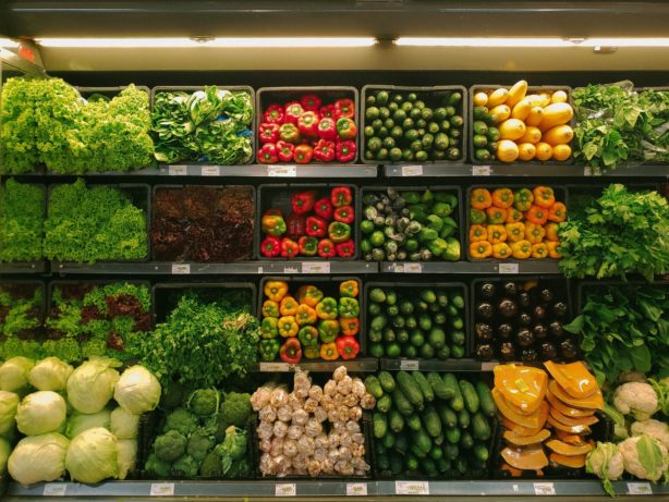 vegetables in produce rack