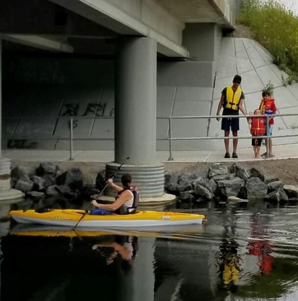 woman kayaking