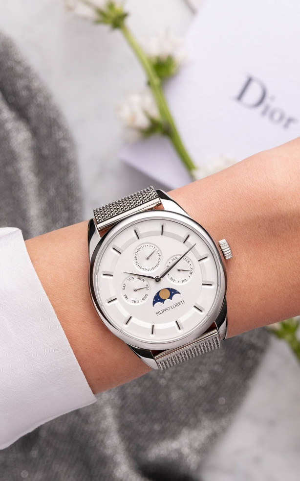 Venice Moon phase Silver watch from FIlippo Loreti