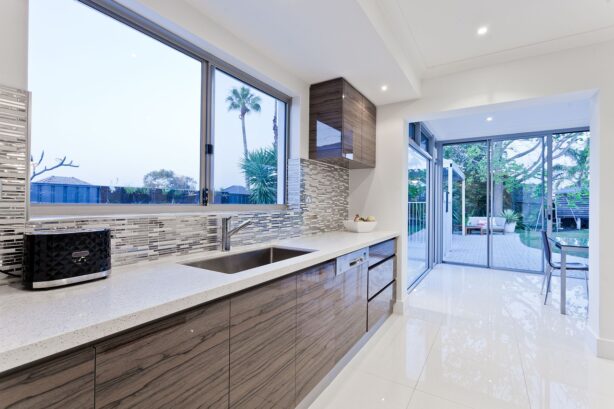 kitchen with large windows