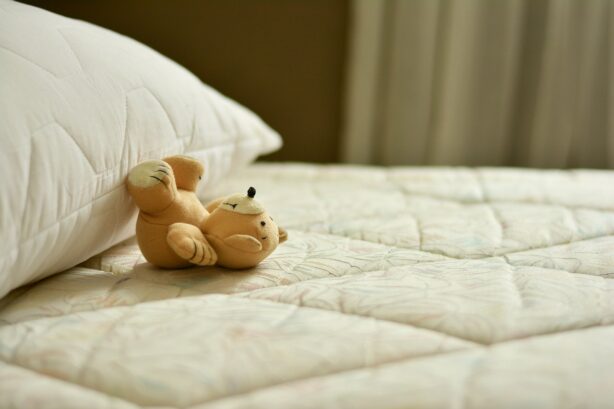 teddy bear on mattress