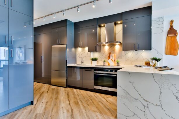 white and grey kitchen