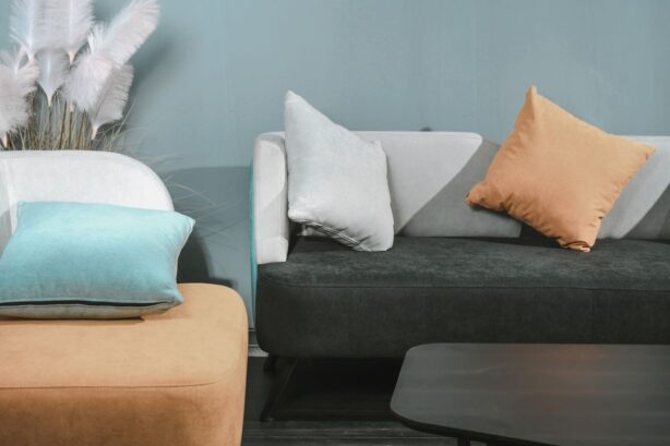 light grey cushions on couch