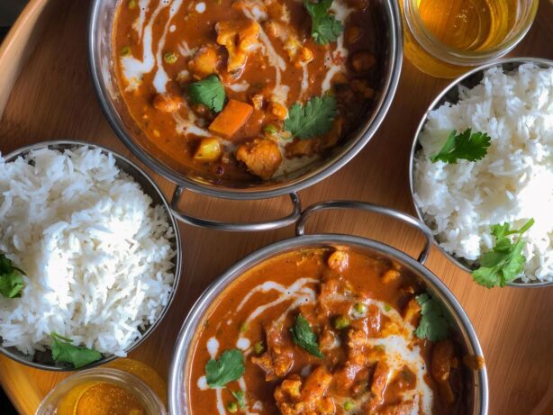 indian food on platter