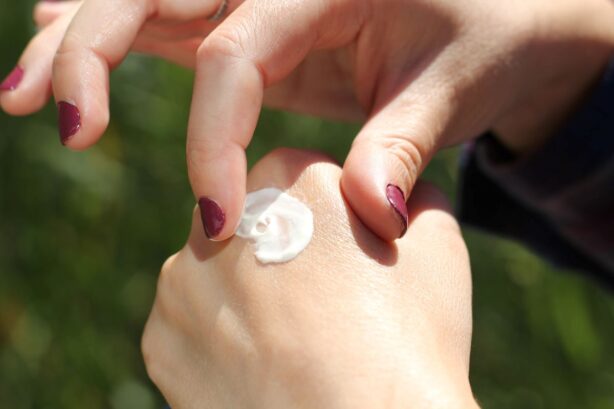 hand cream on woman'