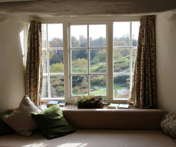 bay window overlooking garden