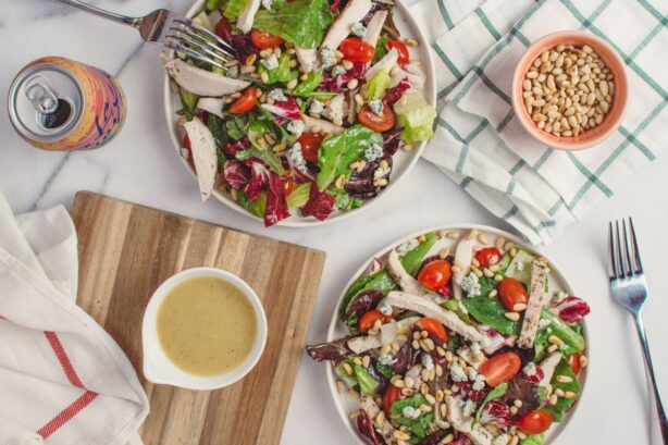 salad on marble table