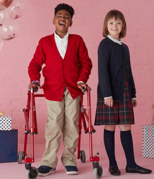 children dressed for school