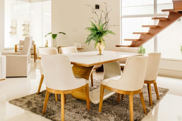 wood and fabric dining chairs