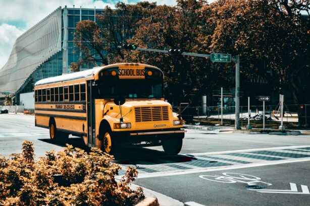 school bus at crosswalk