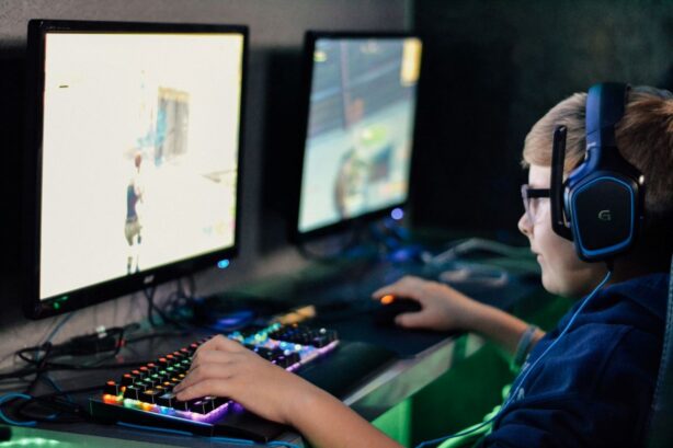 boy playing fortnite online game