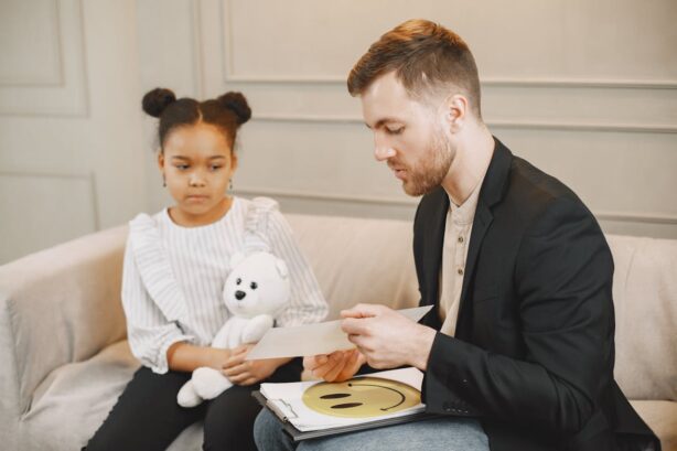 man and child talking
