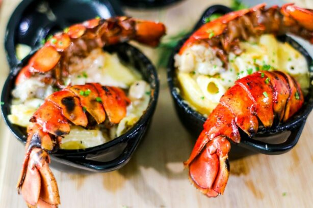 broiled lobster tails with mashed potatoes