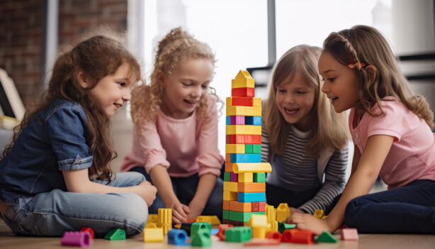 kids playing with blocks