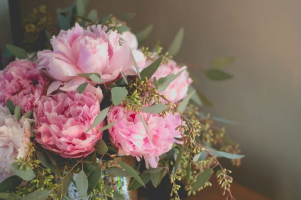 pink peonies