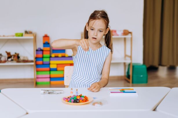girl playing with small toys