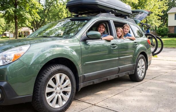 family in vehicle