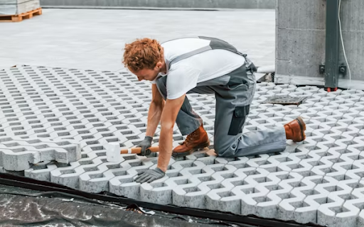 man on rubber tiles