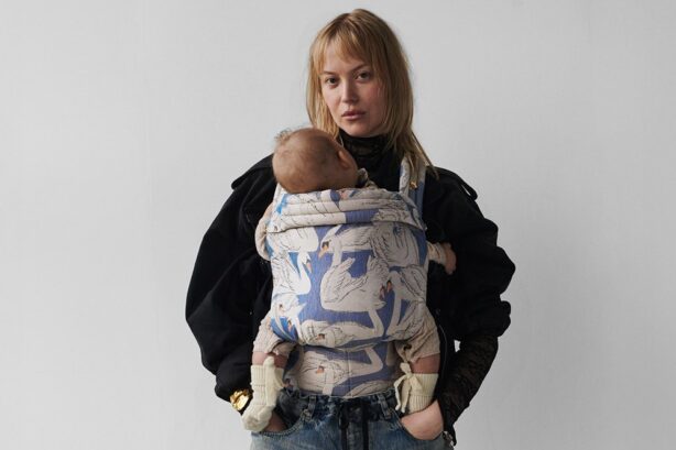 woman wearing baby carrier
