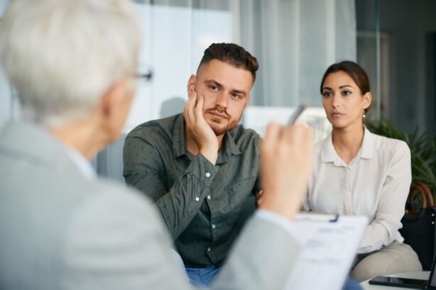 couple talking to counsellor
